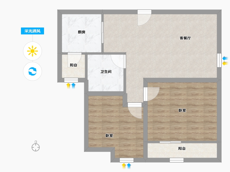 广东省-深圳市-翠竹苑-61.14-户型库-采光通风