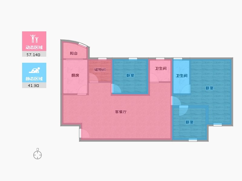 广东省-深圳市-百仕达花园(一期)-88.46-户型库-动静分区