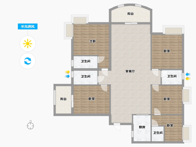 福建省-泉州市-御殿花园-157.10-户型库-采光通风