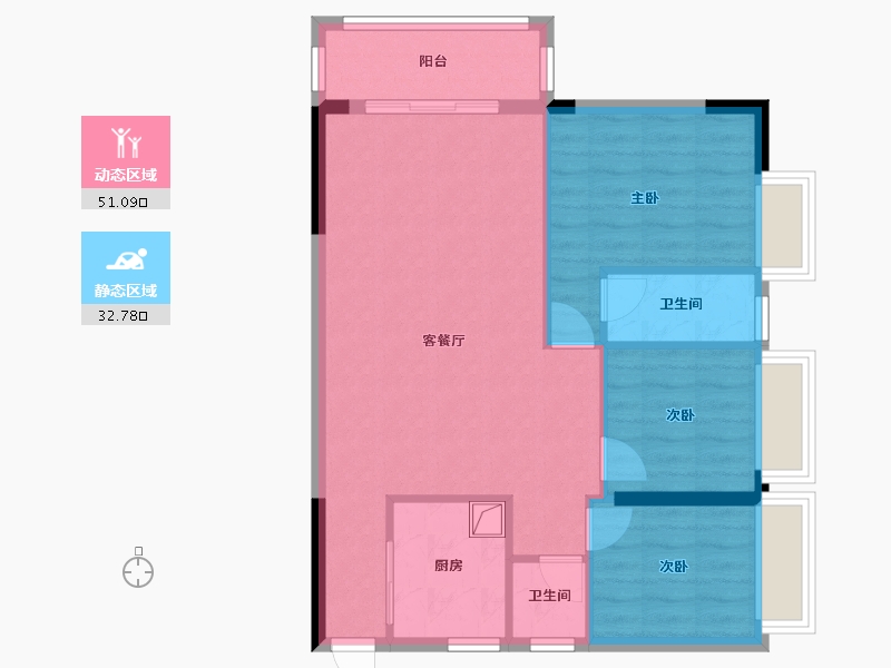 广东省-梅州市-东润华庭-73.30-户型库-动静分区