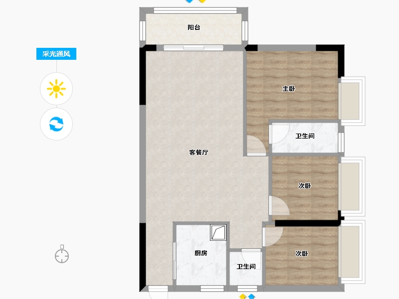 广东省-梅州市-东润华庭-73.30-户型库-采光通风