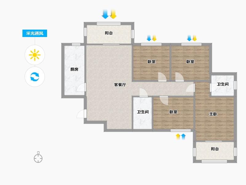 陕西省-西安市-恒立苑-130.00-户型库-采光通风