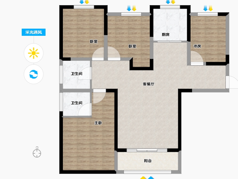 河南省-郑州市-商都阜园-116.01-户型库-采光通风