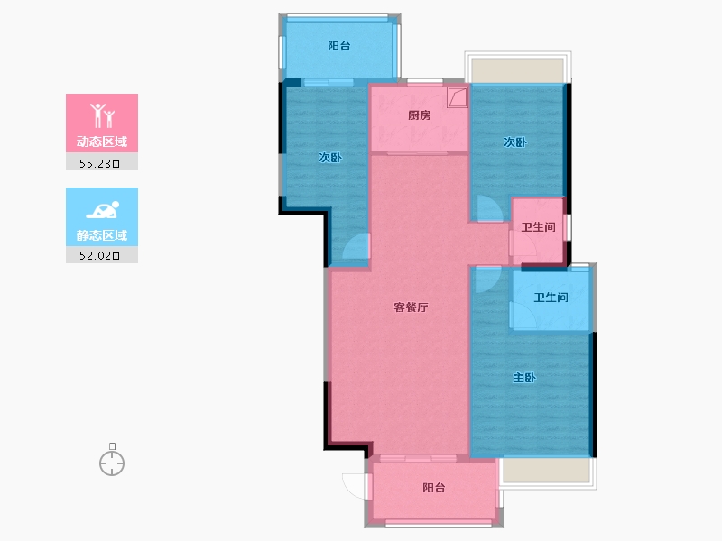 广东省-汕头市-潮悦雅居-95.82-户型库-动静分区