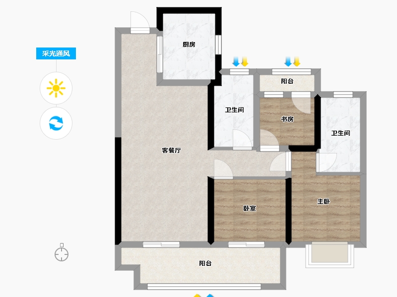 河南省-郑州市-电建洺悦榕园-79.20-户型库-采光通风