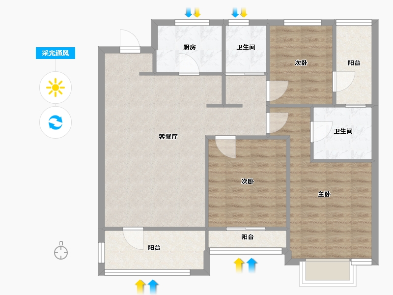 山东省-青岛市-中交中央公元四期-86.50-户型库-采光通风