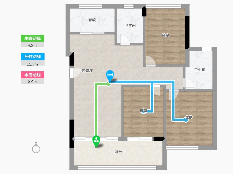 福建省-福州市-恒荣蓝泽悦滨江-66.79-户型库-动静线