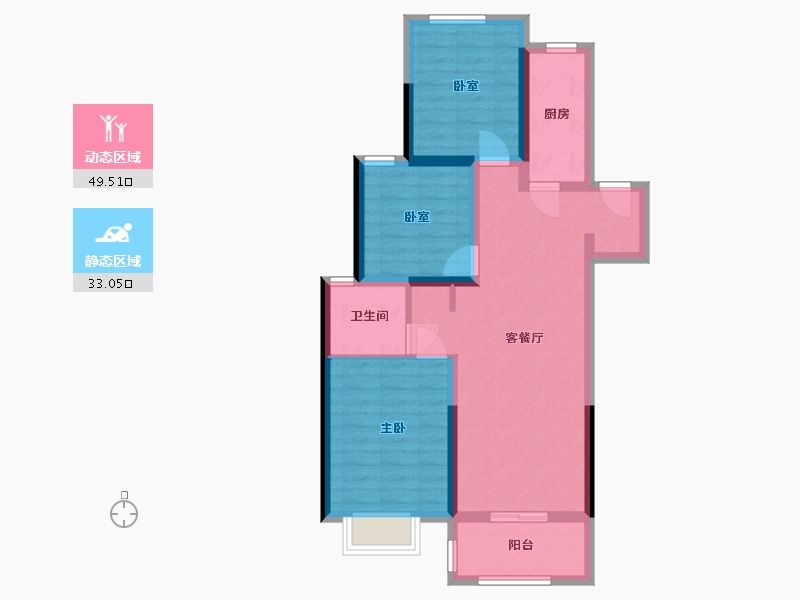 陕西省-咸阳市-杨凌绿地三期江南忆-72.80-户型库-动静分区