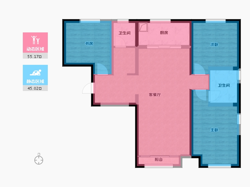 天津-天津市-清水蓝湾-95.00-户型库-动静分区