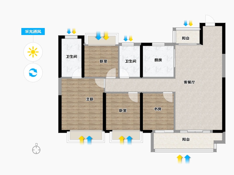 湖北省-武汉市-武汉城建电建滨江云城-110.40-户型库-采光通风