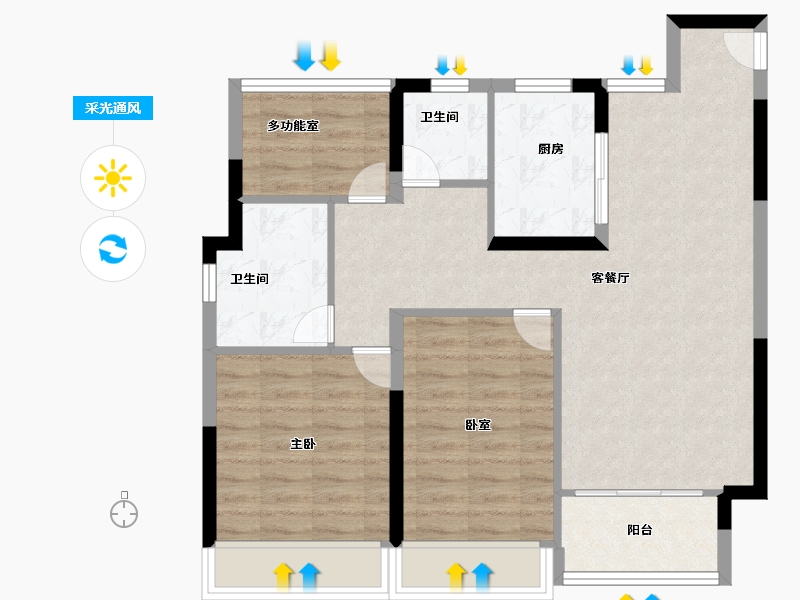 安徽省-马鞍山市-君柏樾府-80.00-户型库-采光通风