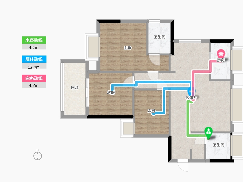 福建省-南平市-云谷小区-二期-86.40-户型库-动静线