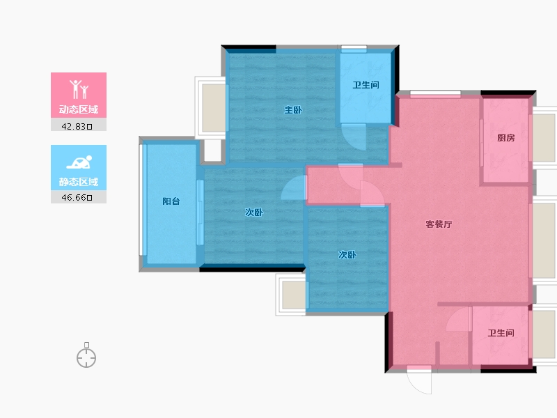 福建省-南平市-云谷小区-二期-86.40-户型库-动静分区