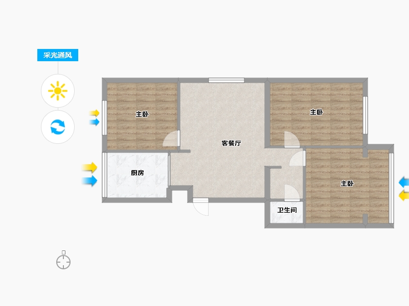 北京-北京市-长景新园社区-86.04-户型库-采光通风