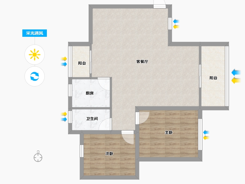 广东省-深圳市-名居绿海名居-75.60-户型库-采光通风