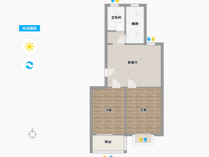 山东省-淄博市-汇美春江苑小区-61.28-户型库-采光通风