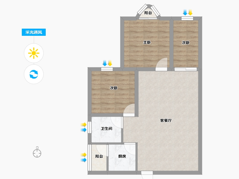 广东省-深圳市-鸿景园-63.25-户型库-采光通风