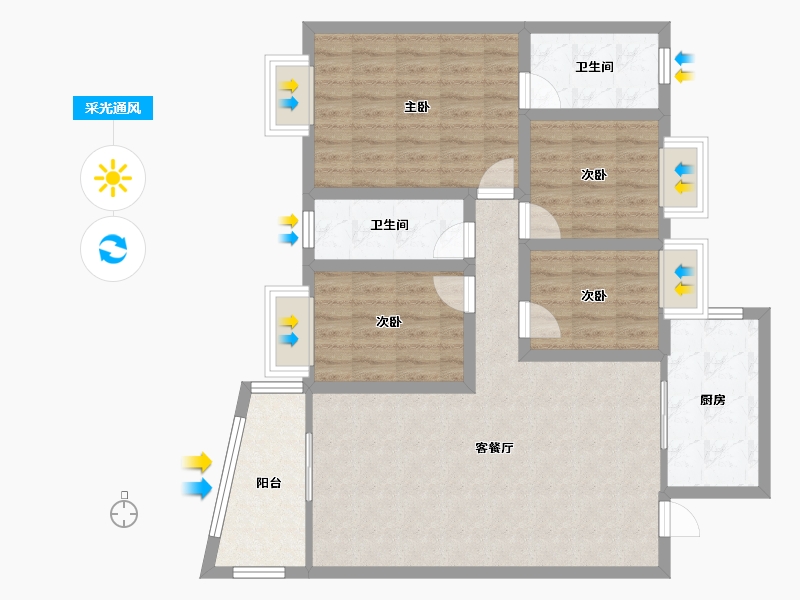 广东省-深圳市-中南花园-95.31-户型库-采光通风