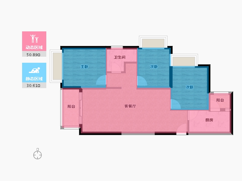 云南省-昆明市-中铁·时代央著-72.87-户型库-动静分区