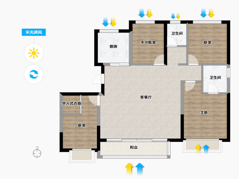 新疆维吾尔自治区-乌鲁木齐市-米东区-100.07-户型库-采光通风