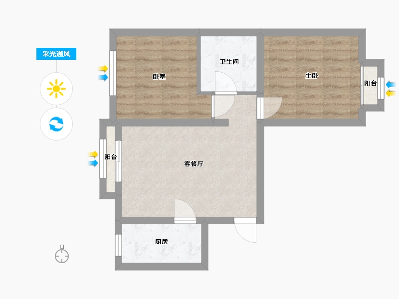 北京-北京市-南庭新苑-北区-50.92-户型库-采光通风