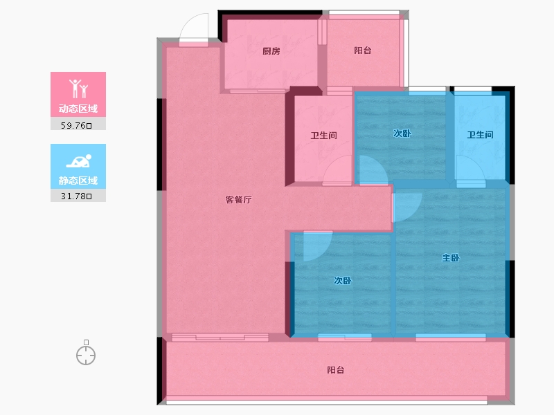 湖北省-十堰市-寿康·华悦府-80.95-户型库-动静分区