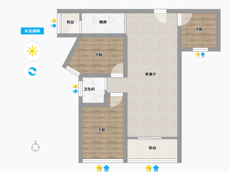 广东省-深圳市-凤凰雅居-58.86-户型库-采光通风