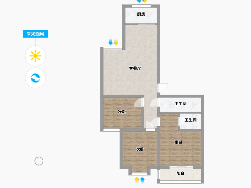 河北省-邯郸市-邯钢百六文明小区-100.00-户型库-采光通风