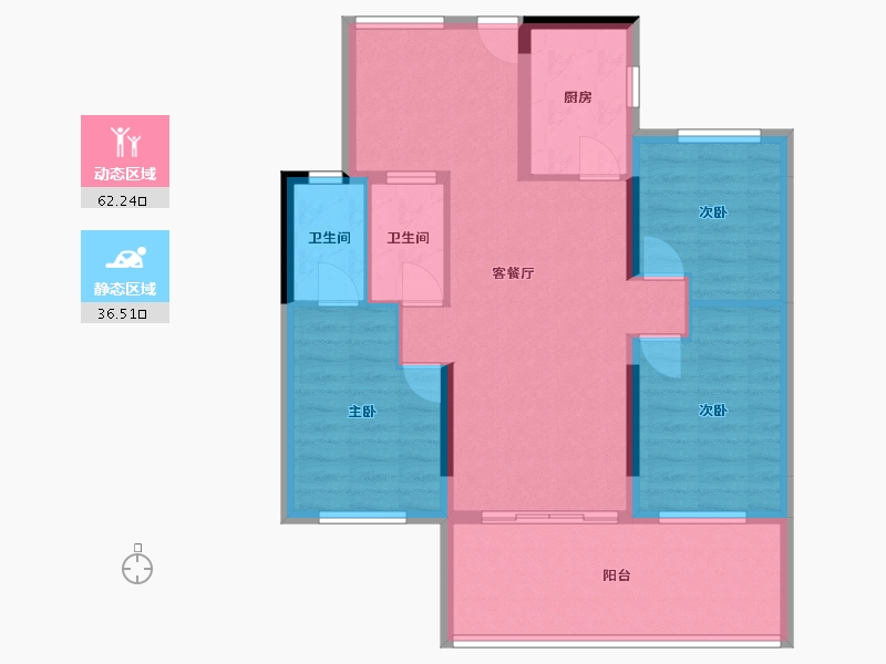 湖北省-十堰市-寿康·华悦府-88.23-户型库-动静分区