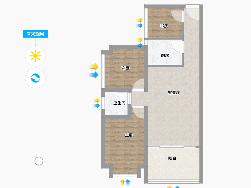 广东省-深圳市-桑泰丹华一期-64.23-户型库-采光通风