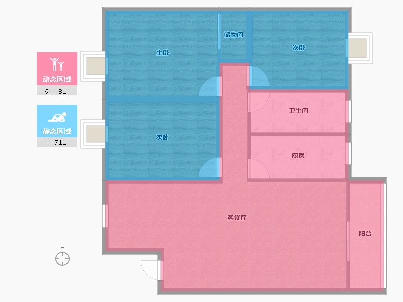 广东省-深圳市-浪琴屿花园-98.19-户型库-动静分区