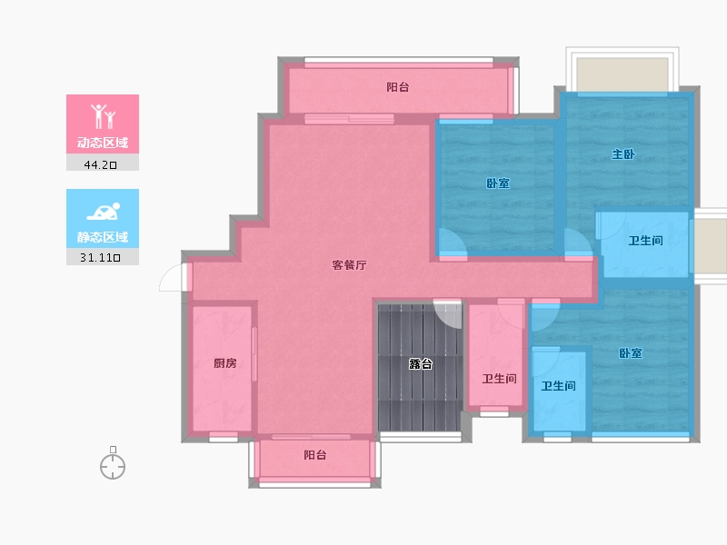 广东省-深圳市-大冲新城花园-70.40-户型库-动静分区