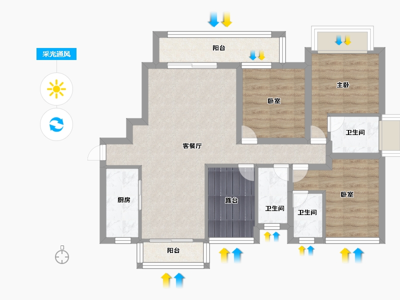 广东省-深圳市-大冲新城花园-70.40-户型库-采光通风