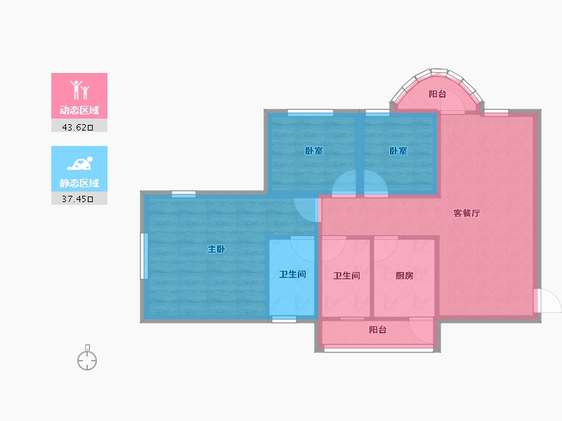 广东省-深圳市-港湾丽都-71.61-户型库-动静分区