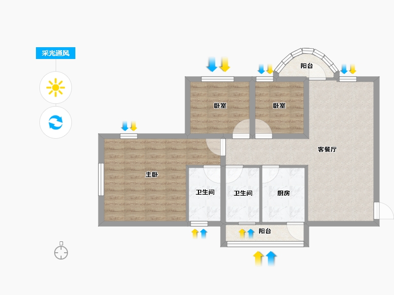 广东省-深圳市-港湾丽都-71.61-户型库-采光通风