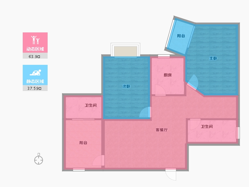 广东省-深圳市-京光海景花园-90.96-户型库-动静分区