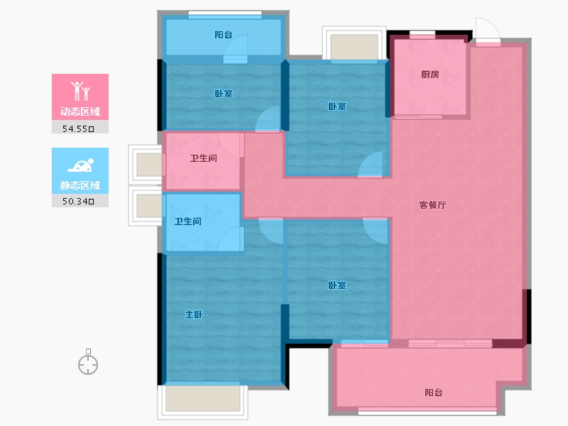 福建省-福州市-长乐融信澜山-94.40-户型库-动静分区