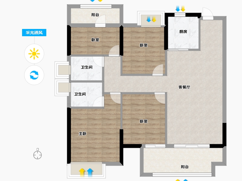 福建省-福州市-长乐融信澜山-94.40-户型库-采光通风