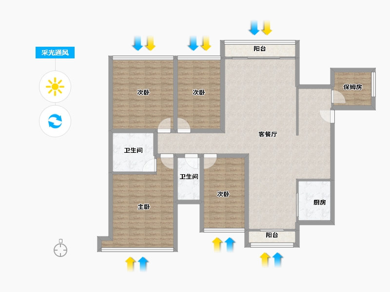 广东省-深圳市-桑泰水木丹华园-133.34-户型库-采光通风