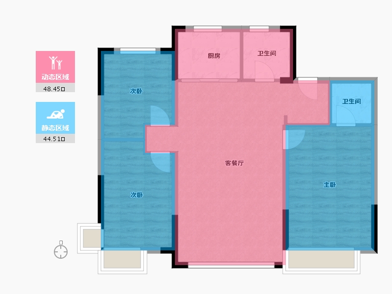 辽宁省-抚顺市-学府壹号-92.00-户型库-动静分区