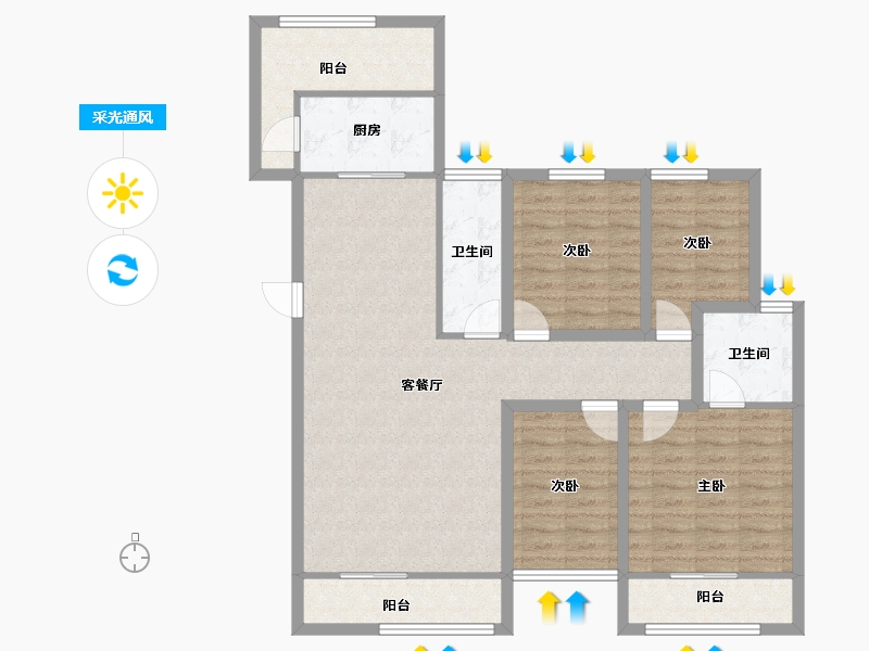 广东省-深圳市-浪琴屿花园-107.78-户型库-采光通风