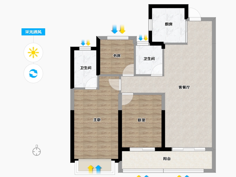 浙江省-杭州市-滨运锦上湾-84.46-户型库-采光通风