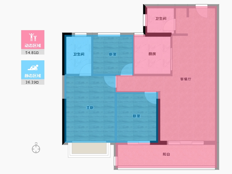 浙江省-杭州市-保利和著文华轩-82.41-户型库-动静分区