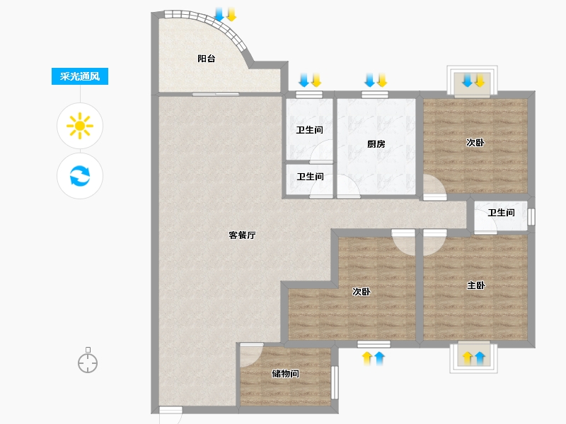 广东省-深圳市-一辉花园-115.51-户型库-采光通风