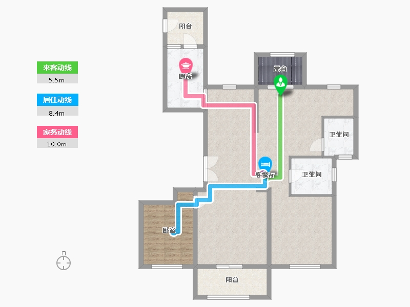 浙江省-金华市-万固8号公馆-144.88-户型库-动静线