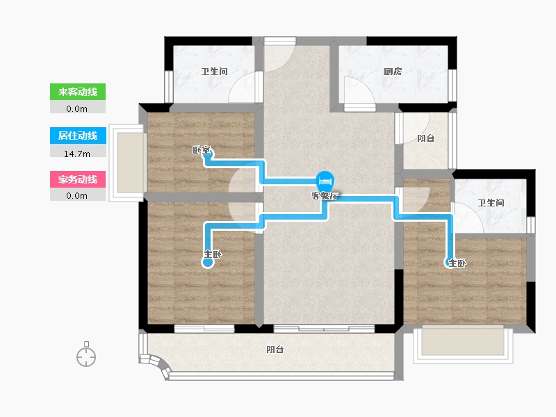 重庆-重庆市-成都城投春江蘭庭-76.00-户型库-动静线