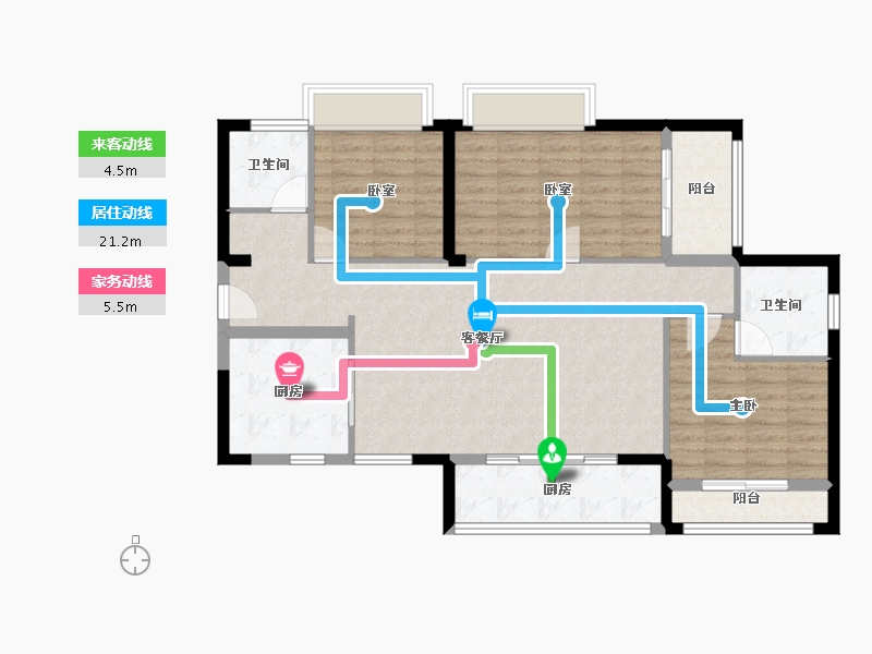 黑龙江省-鹤岗市-鼎胜金域阳光家园-104.29-户型库-动静线