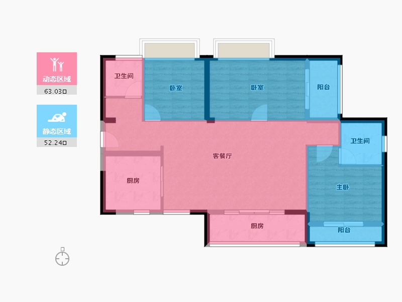 黑龙江省-鹤岗市-鼎胜金域阳光家园-104.29-户型库-动静分区