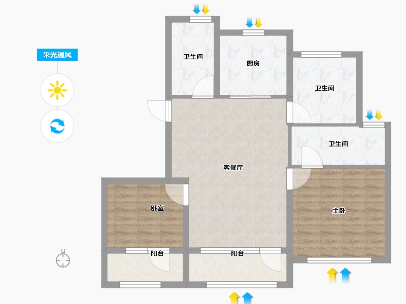 北京-北京市-龙湖·御湖境Ⅱ期-89.61-户型库-采光通风