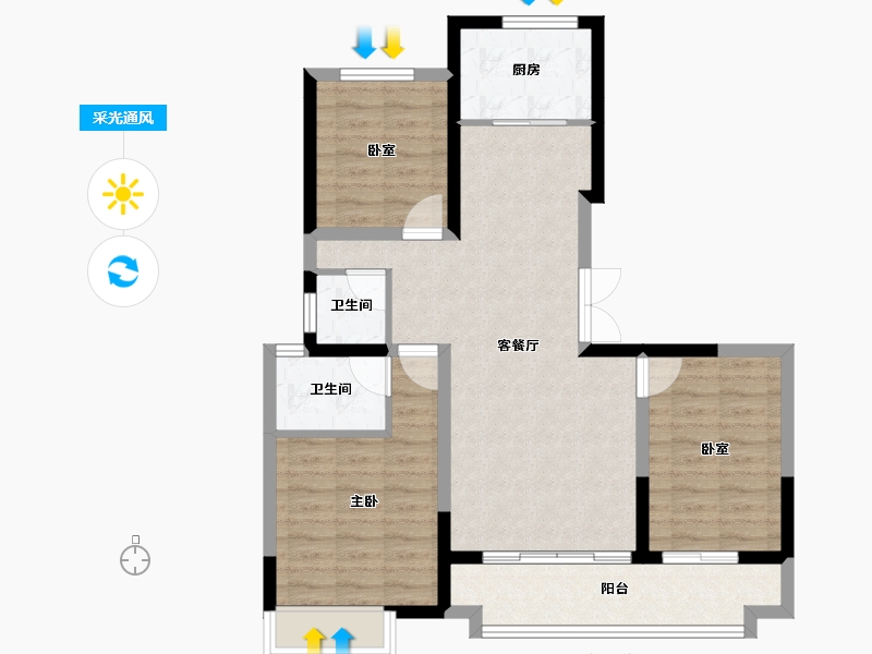 河北省-邢台市-德铭棠悦府-81.17-户型库-采光通风